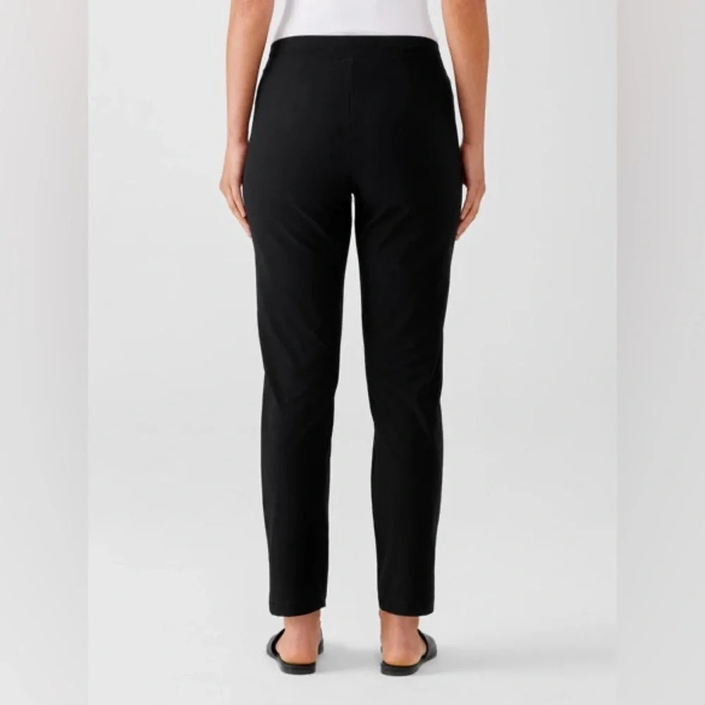 Eileen Fisher Stretch Crepe Slim Ankle Pant-Black - Picture 7 of 7